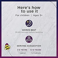 Vista 6 de Zarbee's Tableta masticable de melatonina de 1 mg para niños, suplemento de sueño eficaz y sin medicamentos, fácil de tomar, tabletas de sabor a uva