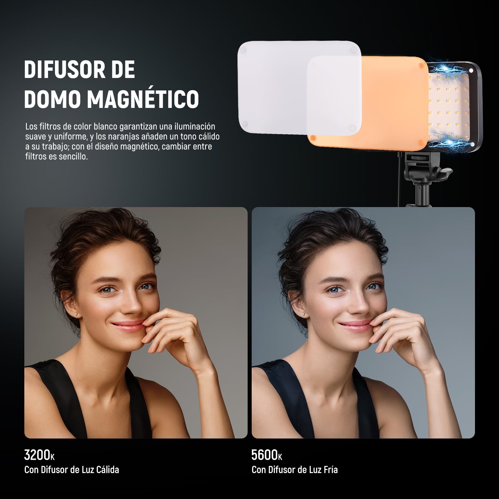 NEEWER Básico Panel Luz Vídeo LED Kit, 2 Pack Bicolor Estudio Foco Portátil con Soporte para Trípode y Filtros, 3200K~5600K CRI 95 750lux para Fotografía, Grabación, Transmisión en Vivo, BP66