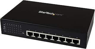 StarTech.com 8 Port Unmanaged Industrial Gigabit Power Over Ethernet Switch - 802.3af/at PoE+ Switch - Wall Mountable - PoE Network Switch (IES81000POE),Black