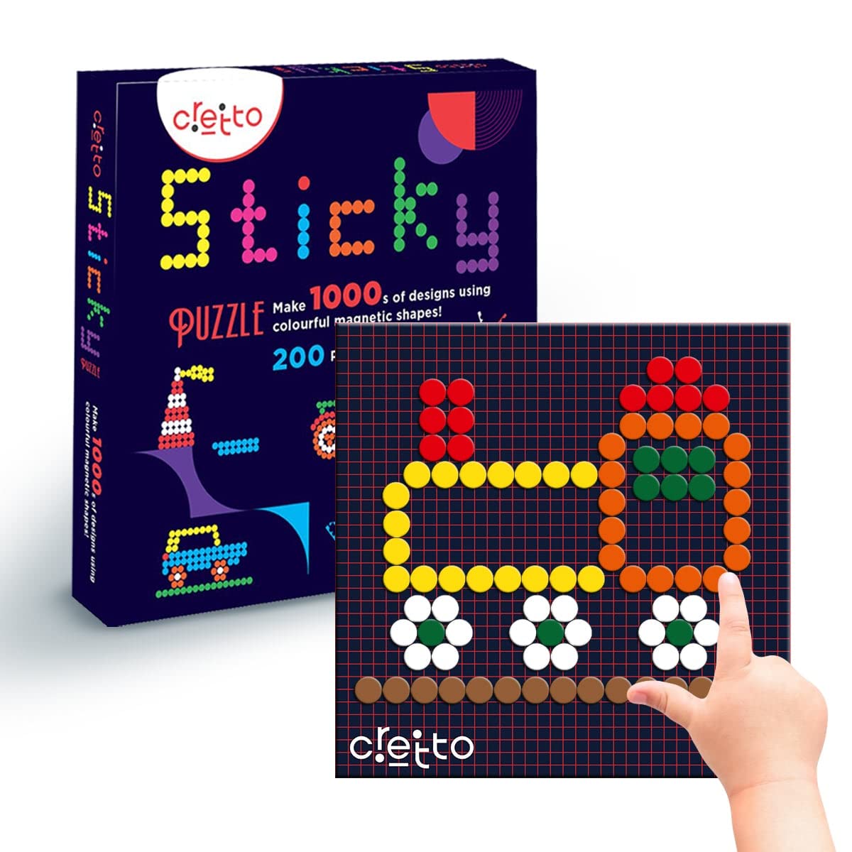 Cretto Magnetic Puzzles for Kids - Make 1000s of designs, includes 500+ Colourful Magnets, 4+ Years, 200 Designs Booklet, Magnetic Board, Gift Ideas for Boys & Girls, Creative Toys (B0BTY8LMYG) Amazon Price History, Amazon Price Tracker