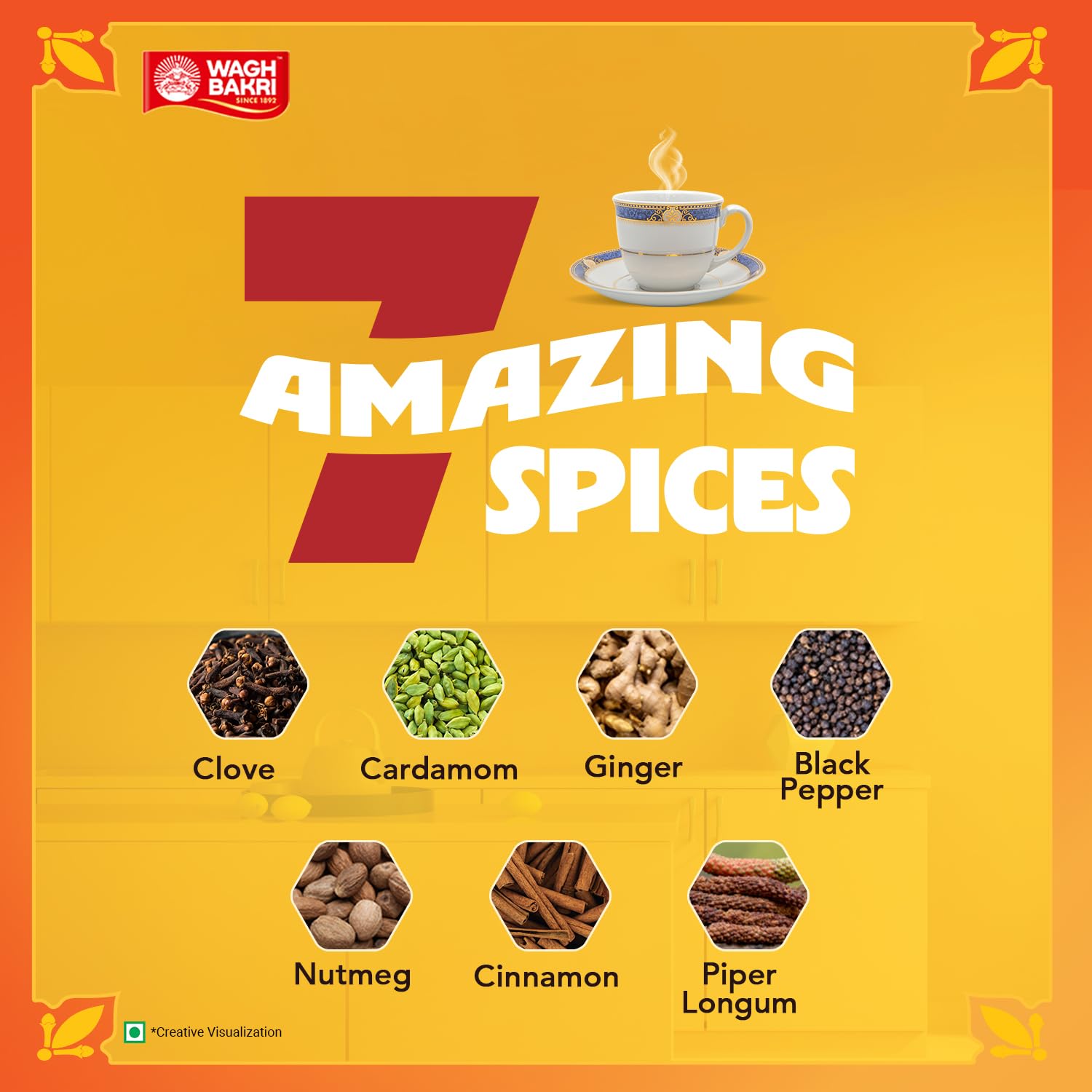 Wagh Bakri Masala Chai Spiced Tea - 250g Unique Blend of 7 Refreshing Spices