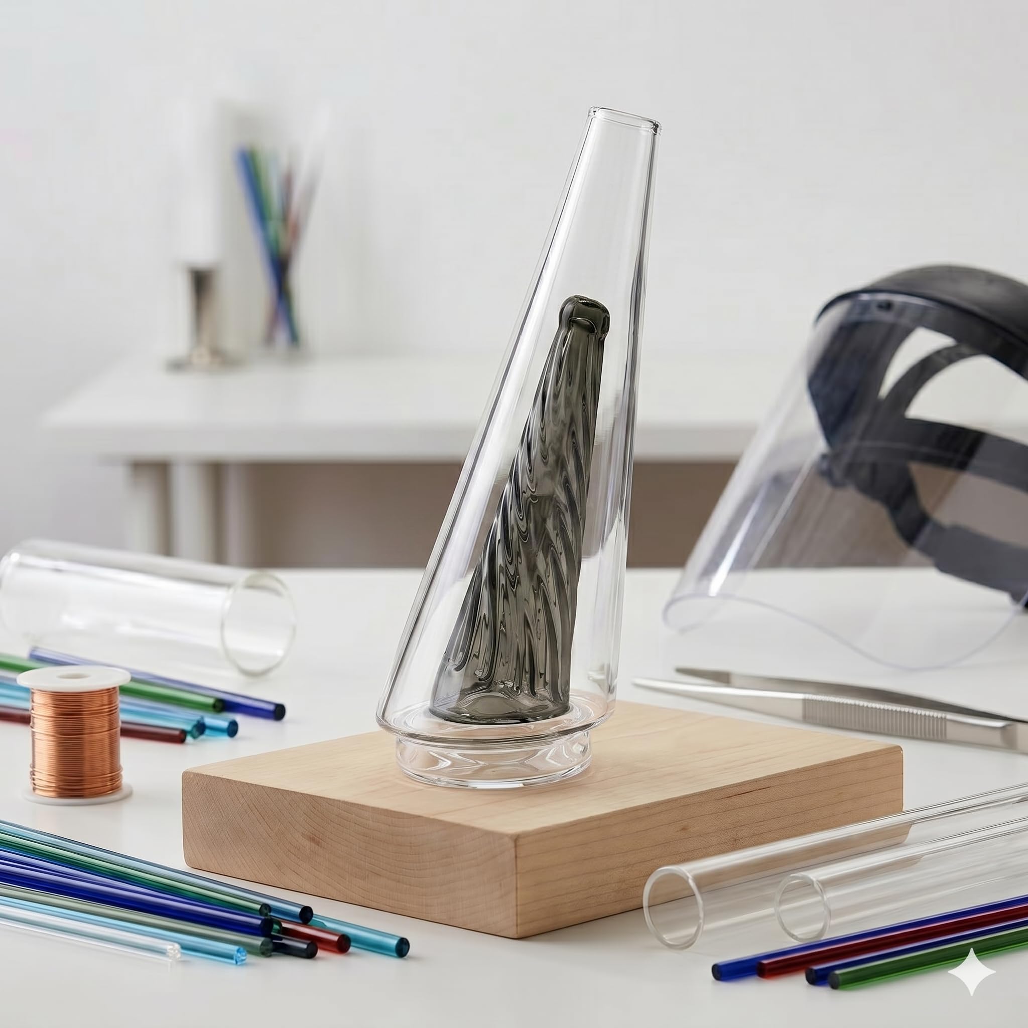 Clear Borosilicate Glass Cone Component - Precision Geometric Glass Art Supply for DIY Crafting, Stained Glass Making, Heavy Wall Construction (Black) - 5