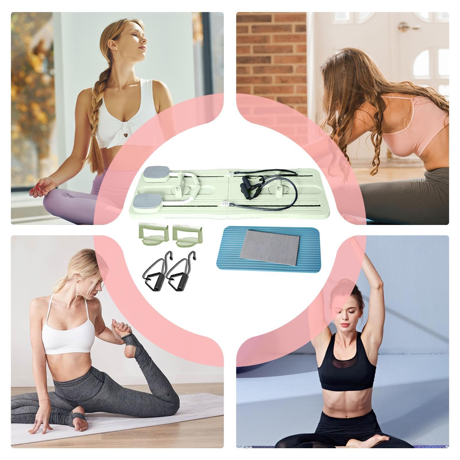 Faltbare Pilates Brett Für Zuhause, Multifunktionales Pilates-Board, Tragbares Pilates-Fitnessstudio Für Zu Hause, Pilates-Brett für Fitness-Enthusiasten und Anfänger, Multifunktionales Bauchbrett