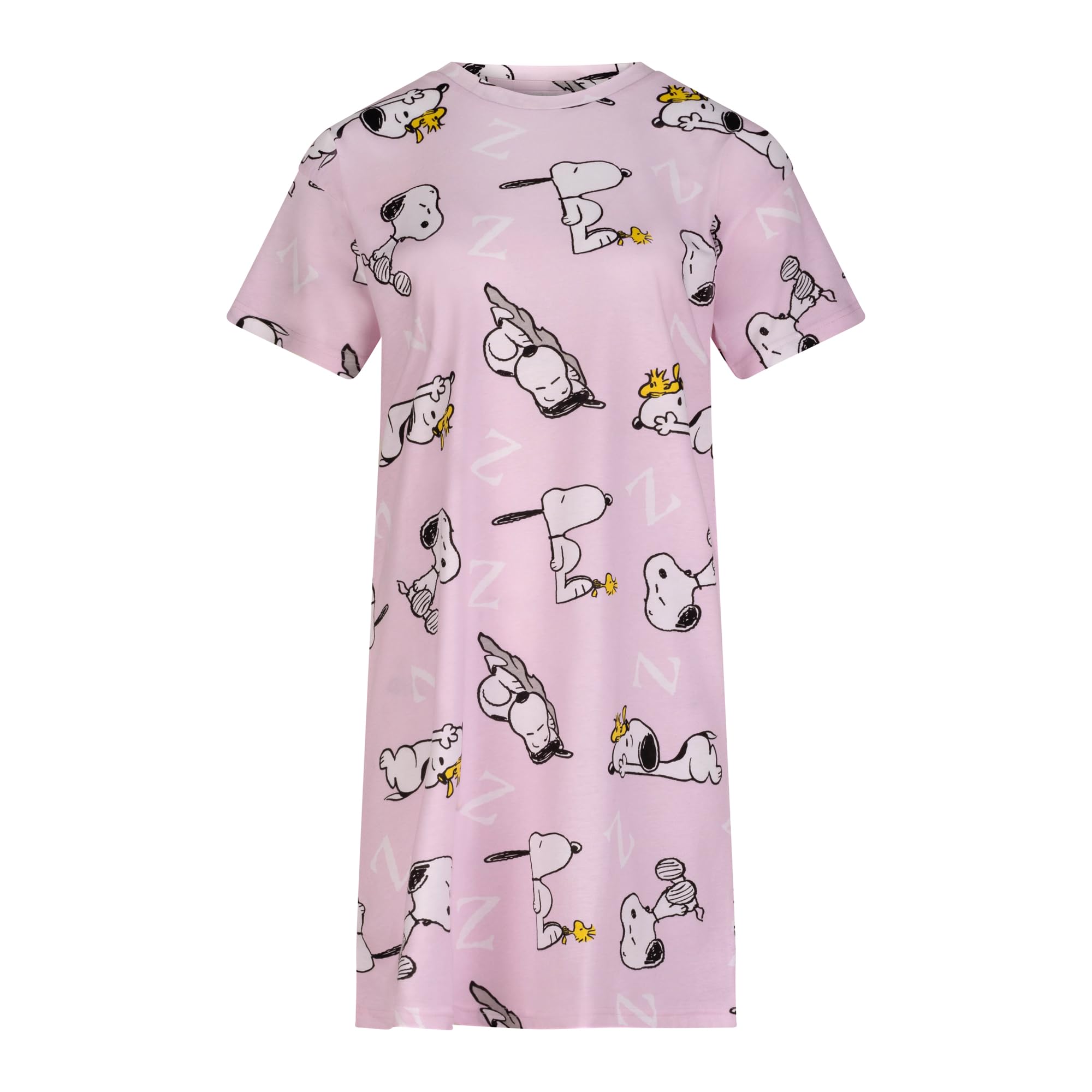 Peanuts Women's Snoopy Sleep Snoopy From 100% Cotton, Nightie, Nightdress, Nightshirt, 12-14, Pink