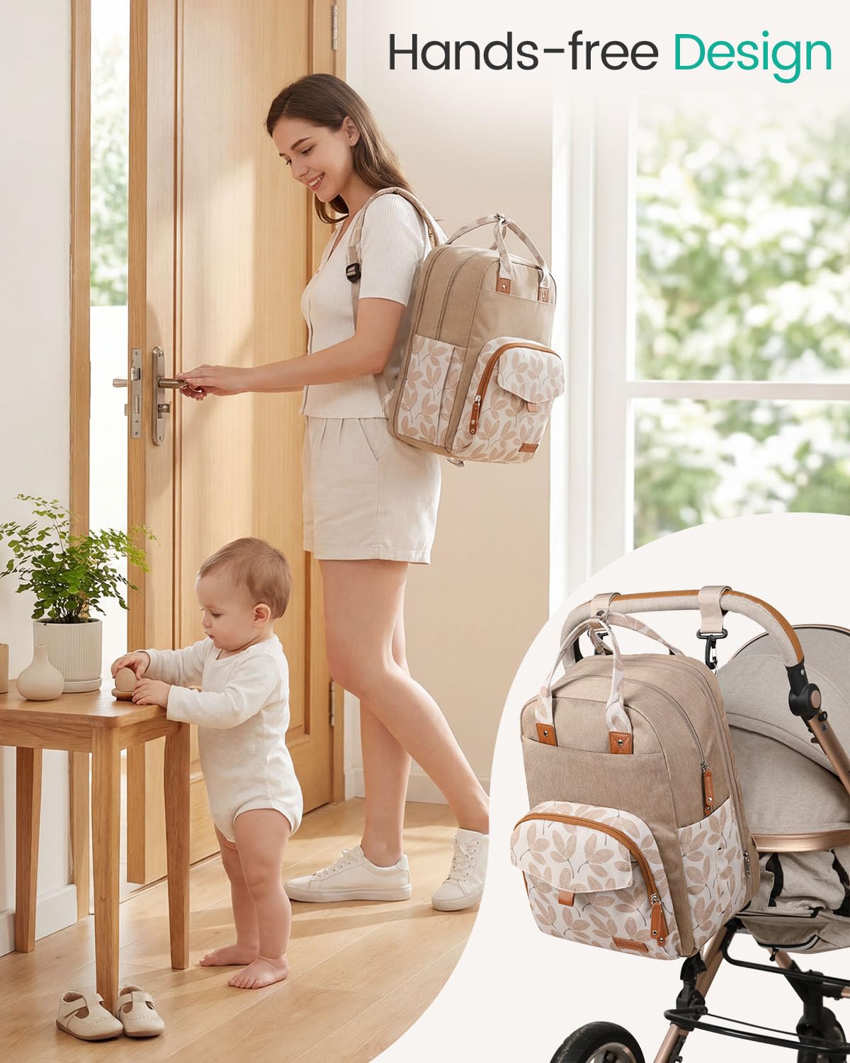 Qualyphant Grande borsa per pannolini per 2 bambini, 17-30 l, espandibile, impermeabile, design di facile accesso, nero, Large, Borsa per pannolini espandibile