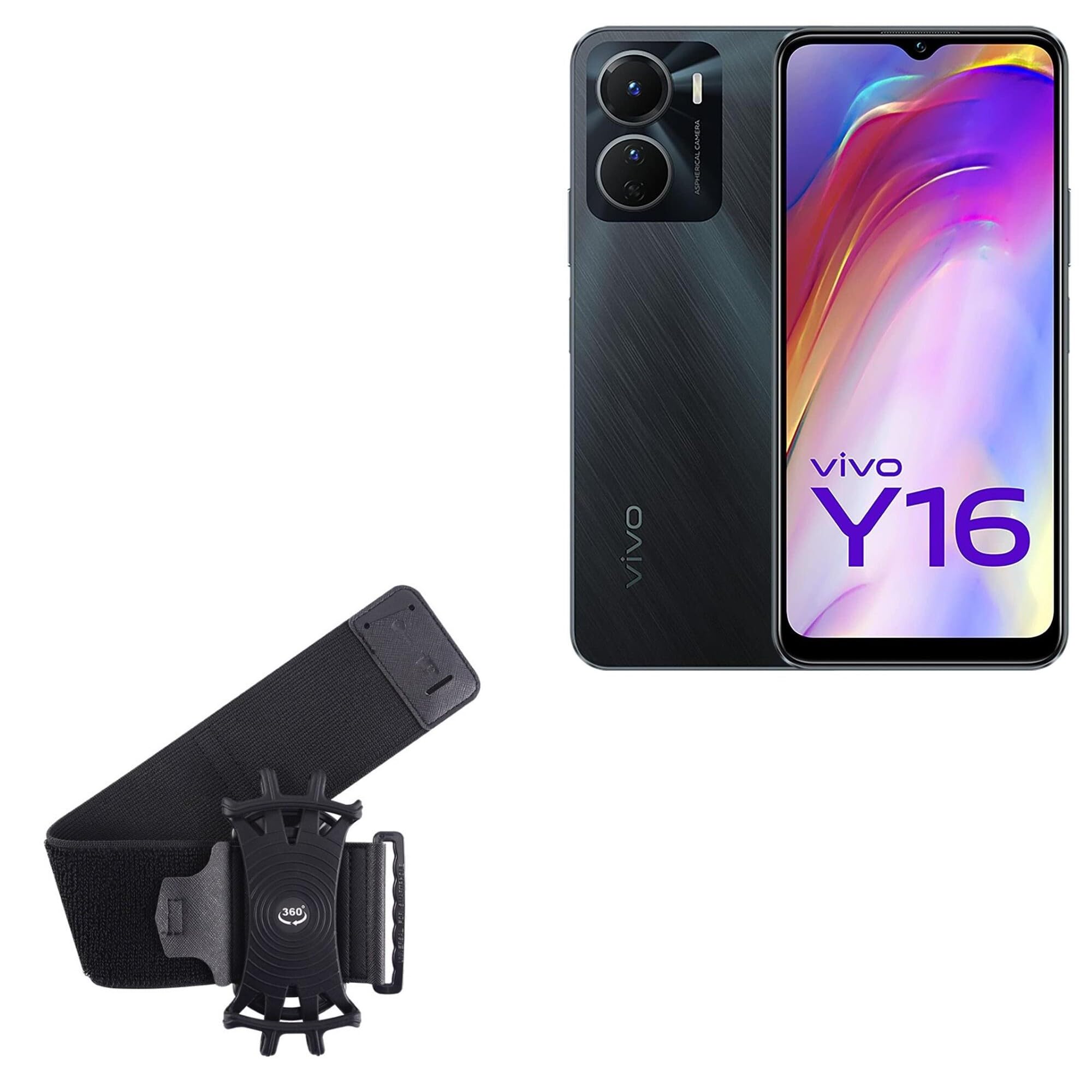 BoxWave Holster Compatible with vivo Y16 - ActiveStretch Sport Armband, Adjustable Armband for Workout and Running - Jet Black