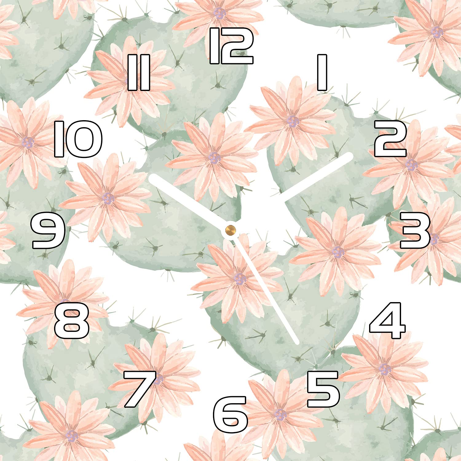 Horloge en verre 30x30 cm motif Mexique Cactus avec aiguilles noires Coloray