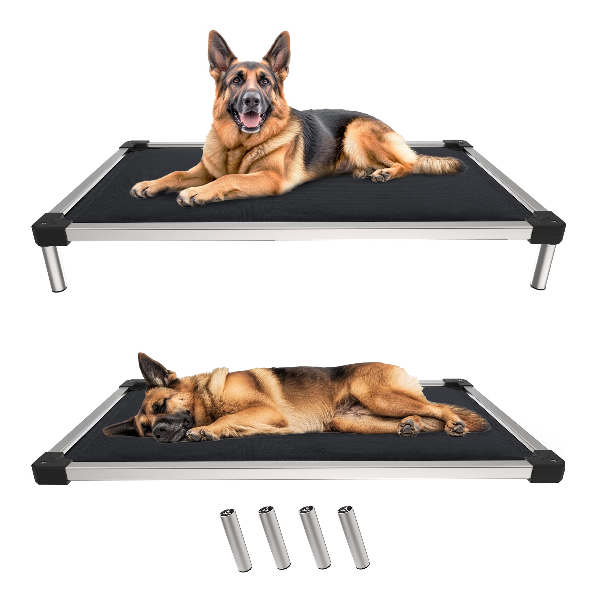 FXW TitanNest Chew-Proof Elevated Dog Bed, Raised Cot for Indoor/Outdoor/Camping Use, Durable & Washable Padded Pet Bed for Large Dogs, 119.2cm L × 73.4cm W × 18.5cm H, Black — image 1