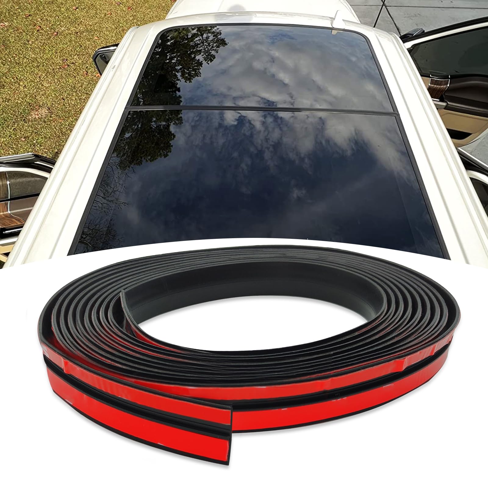 10Ft Automotive Sunroof Seal, T-Shaped Automotive Windshield Rubber Seal, Waterproof and Dustproof Acoustic Strip for for Cars, Trucks (19mm)