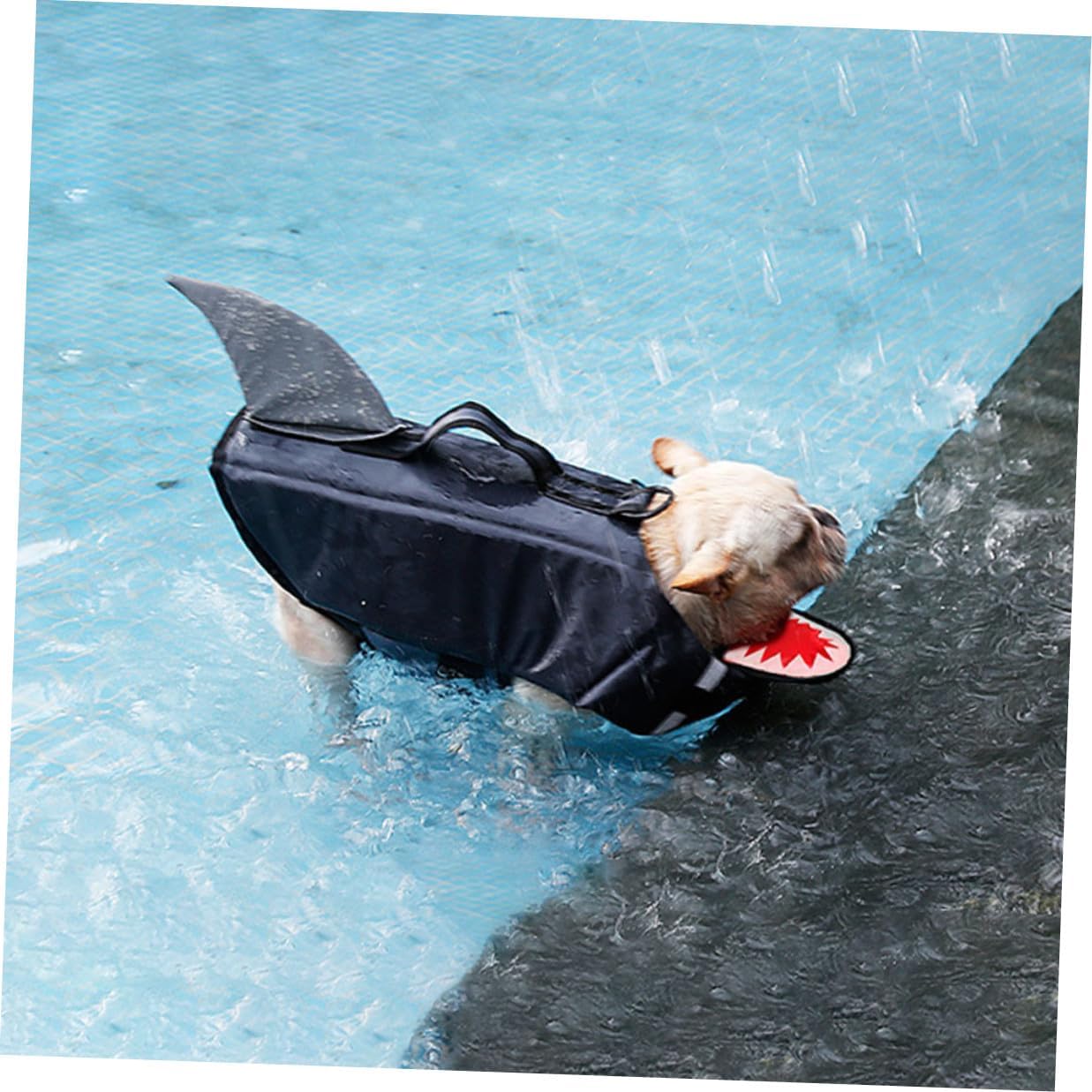 FRCOLOR Waterproof Dog Swimming Vest Shark Design Reflective Safety Life Jacket XL Gray for Outdoor Training and Pool Use