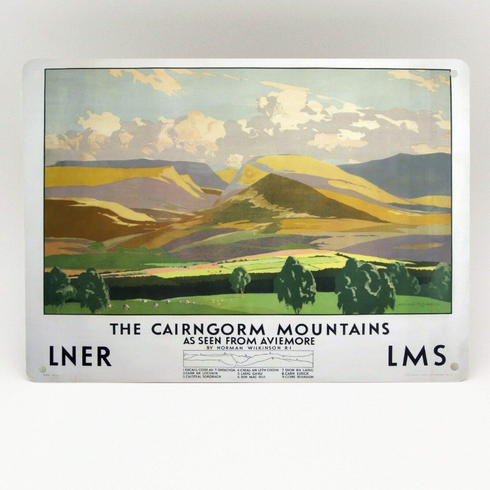 Inga CAIRNGORN MOUNTAINS RAILWAY POSTER METAL SIGN LMS LNER VINTAGE SCOTLAND METAL TIN SIGN 8x12 inches