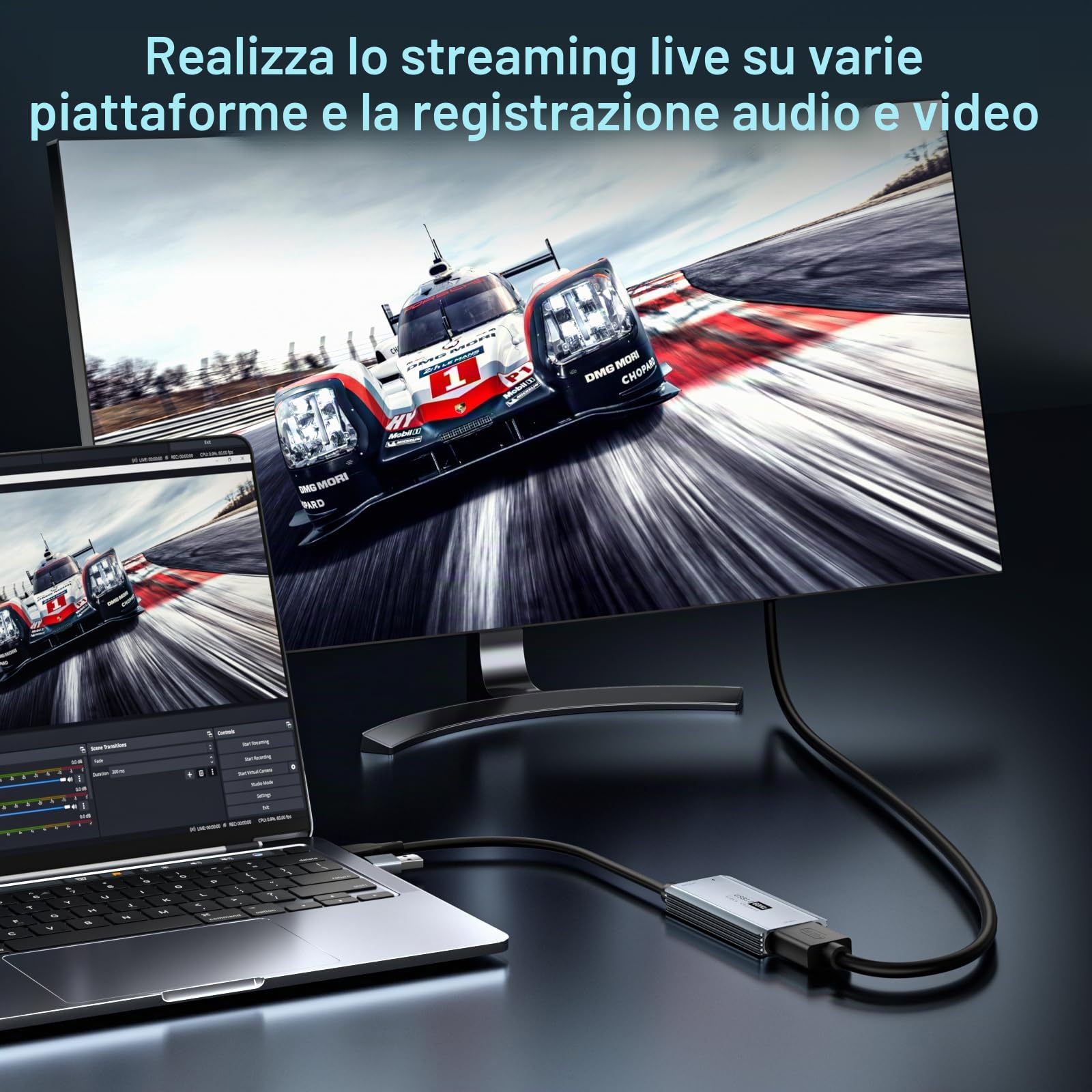 XIIXMASK scheda acquisizione video USB 3.0 con PD 100W – HDMI a USB-A/C, acquisizione 1440P 30fps e 1080P 60fps per Streaming, Registrazione Giochi – Compatibile con Quest 3, Switch, PS4/PS5