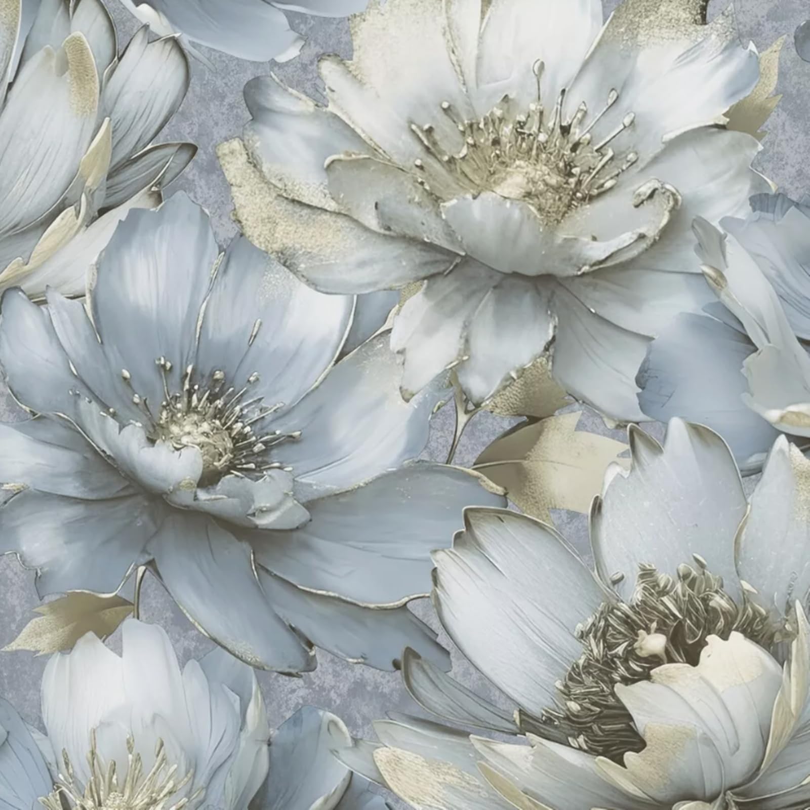 SOPHIE LAURENCE Blue Floral Wallpaper 3D Effect Metallic Shimmer Feature Wall Living Room Study 10M ROLL