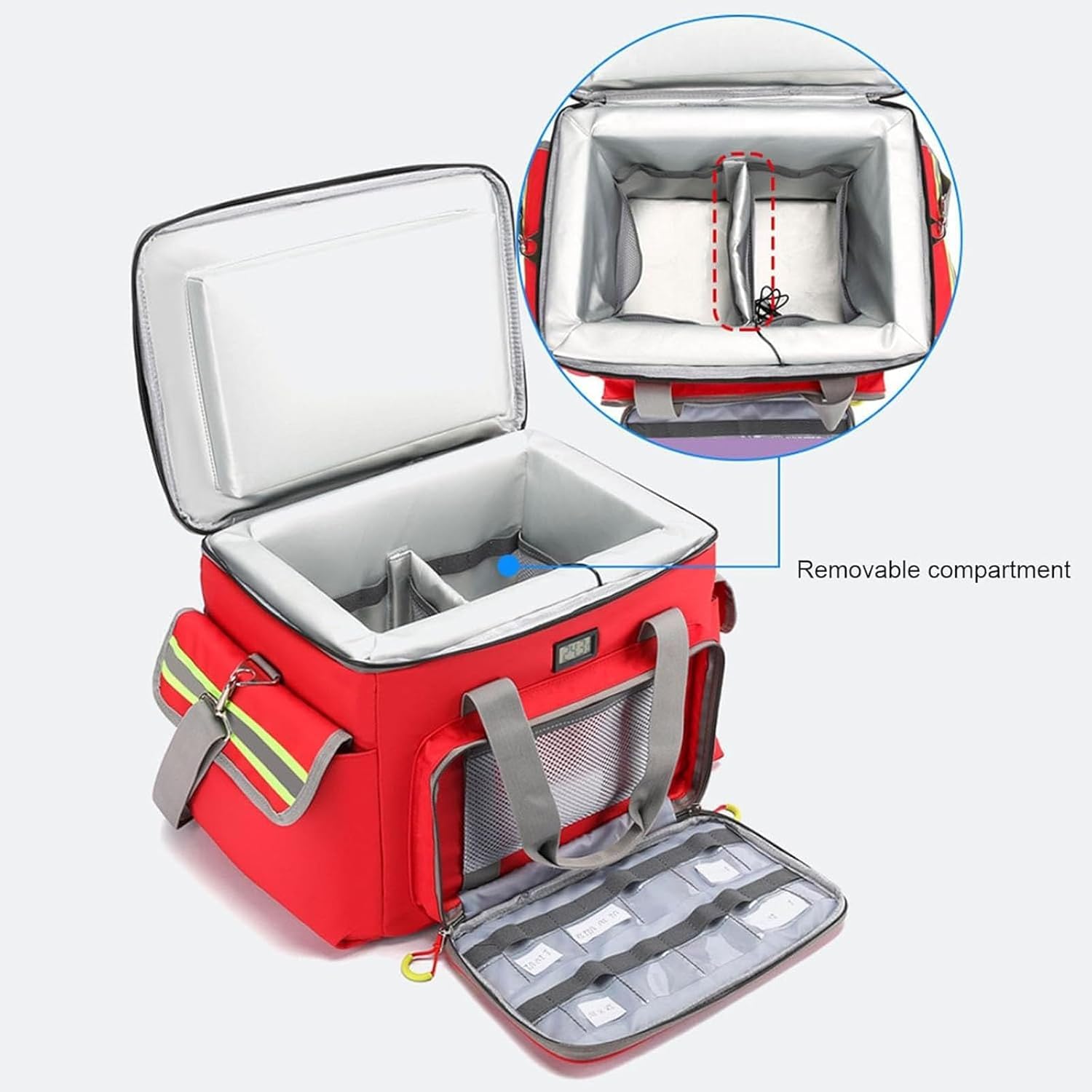 Bolsa de primeros auxilios vacía, bolsa médica de emergencia, impermeable, de tela Oxford, con aislamiento médico, bolsa de almacenamiento refrigerada con múltiples bolsillos, para exteriores