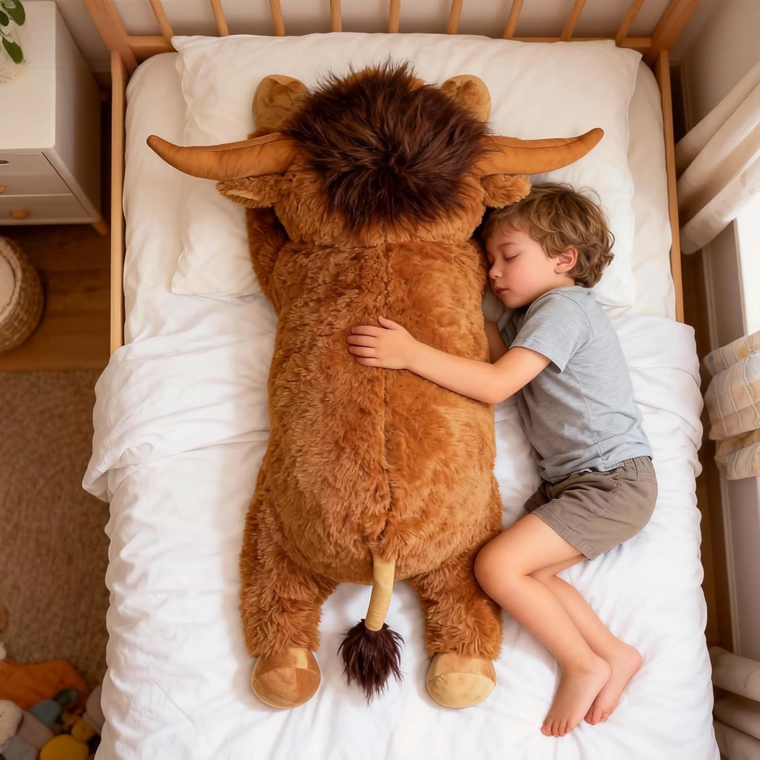 38.5 Inch Brown Giant Highland Cow Plush Stuffed Animal - Large Cow Pillow Gift for Kids and Adults, Couch & Bed Decor - Image 4