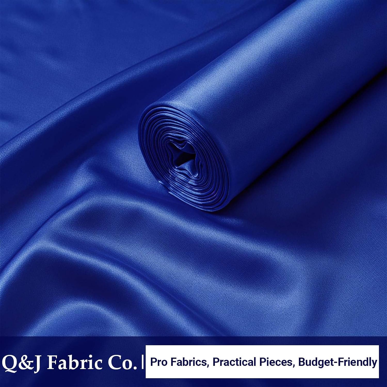 Q&J Fabric Co. 10 Yards Satin Fabric By the Yard Soft Cloth 55 INCH Width Gift for Unisex DIY Sewing Crafts Wedding Dresses, Backdrops & Party Decor | Smooth, Shiny & Wrinkle-Resistant (Royal Blue)