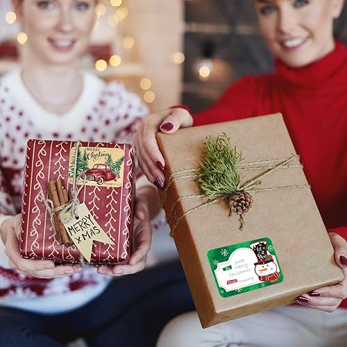 Miniatura 6 de 80 etiquetas adhesivas grandes de papel de aluminio para regalo de Navidad, 8 diseños gigantes, etiquetas de nombre de Navidad para envolver regalos