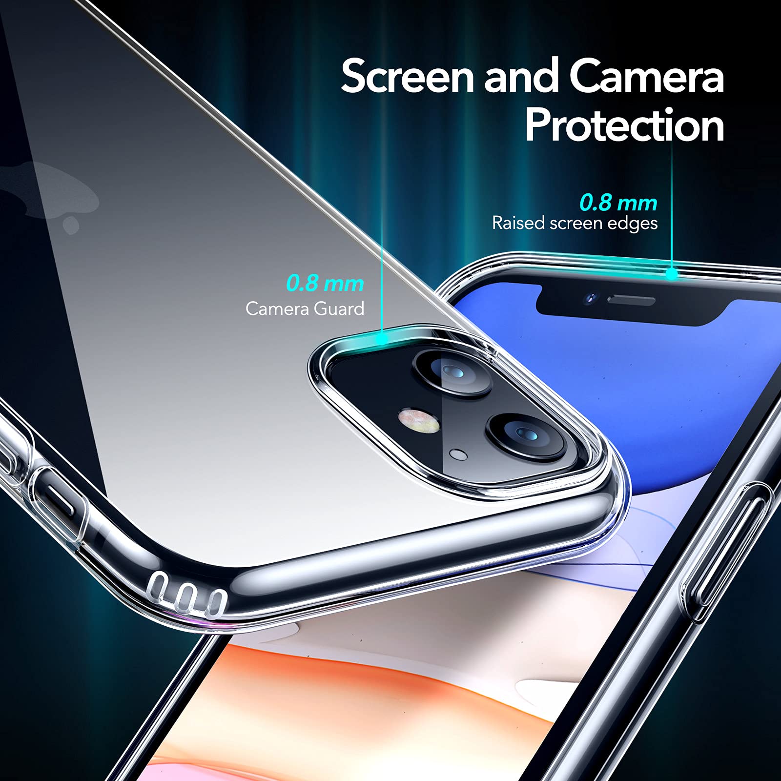 3 pezzi Custodia per telefono in TPU silicone trasparente compatibile con iPhone 11 12 13 14 Pro Max, cover posteriore trasparente con protezione per 3 lenti diamantate, compatibile con iPhone 15 Pro