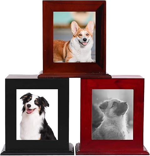 Miniatura 8 de BRKURLEG Urna de madera para cenizas para mascotas, caja de recuerdo de cremación para perros y gatos con marco de fotos, urna conmemorativa