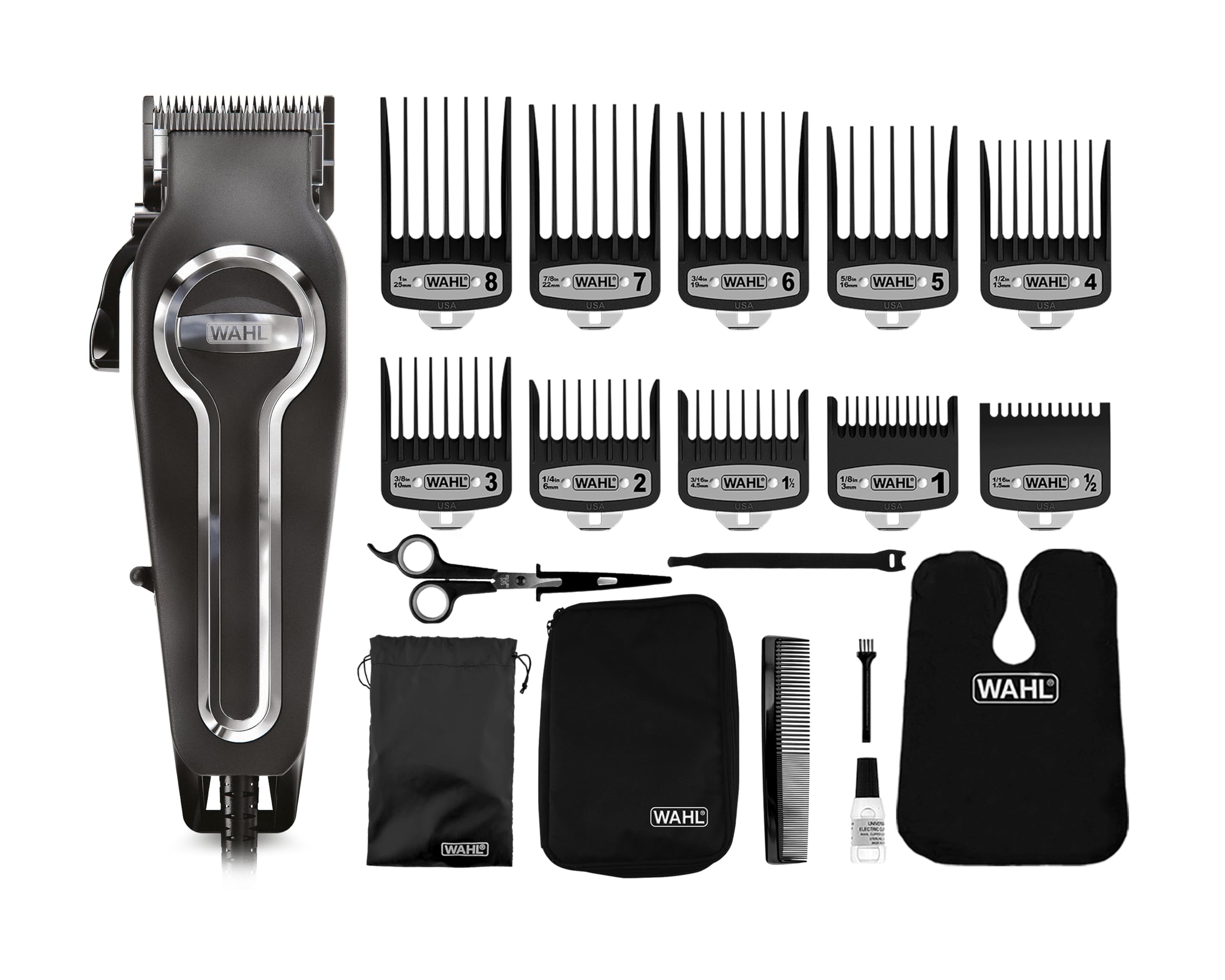 Wahl Cortapelos para hombre con cuchillas autoafilables de precisión, afeitadora de cabezal Elite Pro, cortapelos para hombre, peines de corte Secure Fit Premium, peluqueros profesionales, con cable