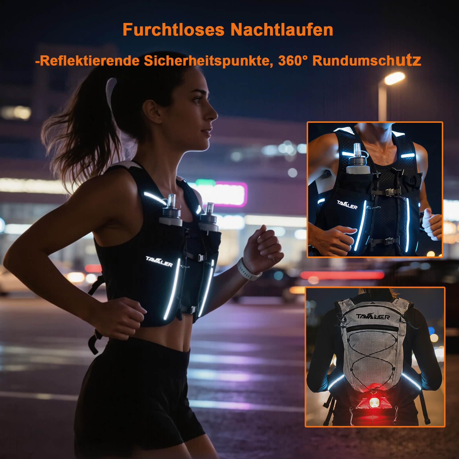 Tavaler Laufweste Damen und Herren 5L Kapazität mit Trinkflasche 500 ml | Verstellbar Laufrucksack Ultraleicht Running Vest Atmungsaktiv Trinkweste Laufen für Laufen Radfahren Marathon Bergsteigen