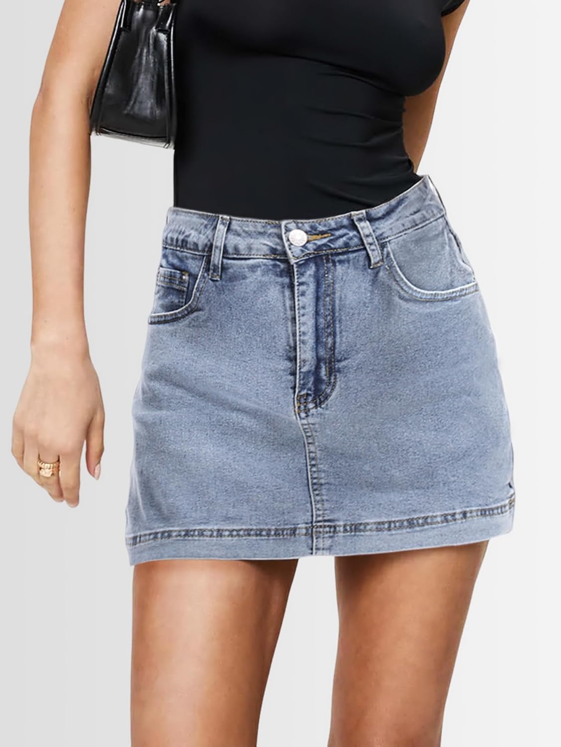 Jean Skort Denim Skirts for Women, Y2k Trendy Mini High Waist Skorts Sexy Stretchy Denim Shorts - Image 2