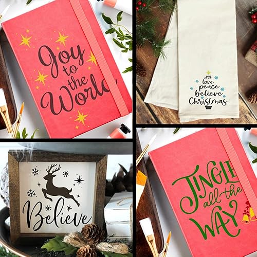 Miniatura 6 de Juego de 9 plantillas de Navidad para pintar en madera para dibujar, letreros, arte de pared, lienzo, tela, reutilizable, incluye hogar, creer y
