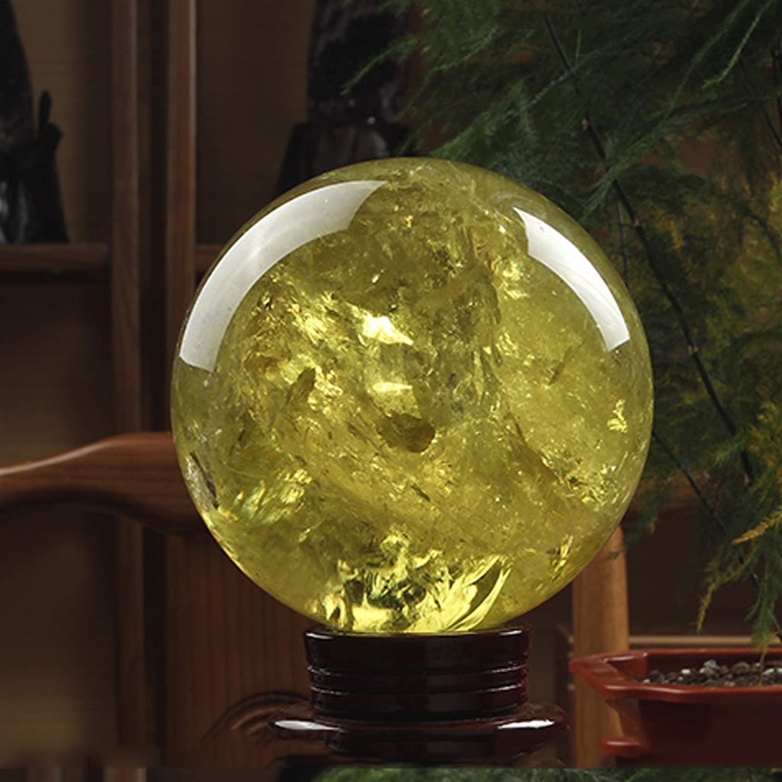 bola de cristal (en la magia occidental) Bola de cristal amarillo feng shui divination bola de cristal afortunado afortunado afortunado oficina decoración de la oficina bola de cristal(A8cm/3.14in)