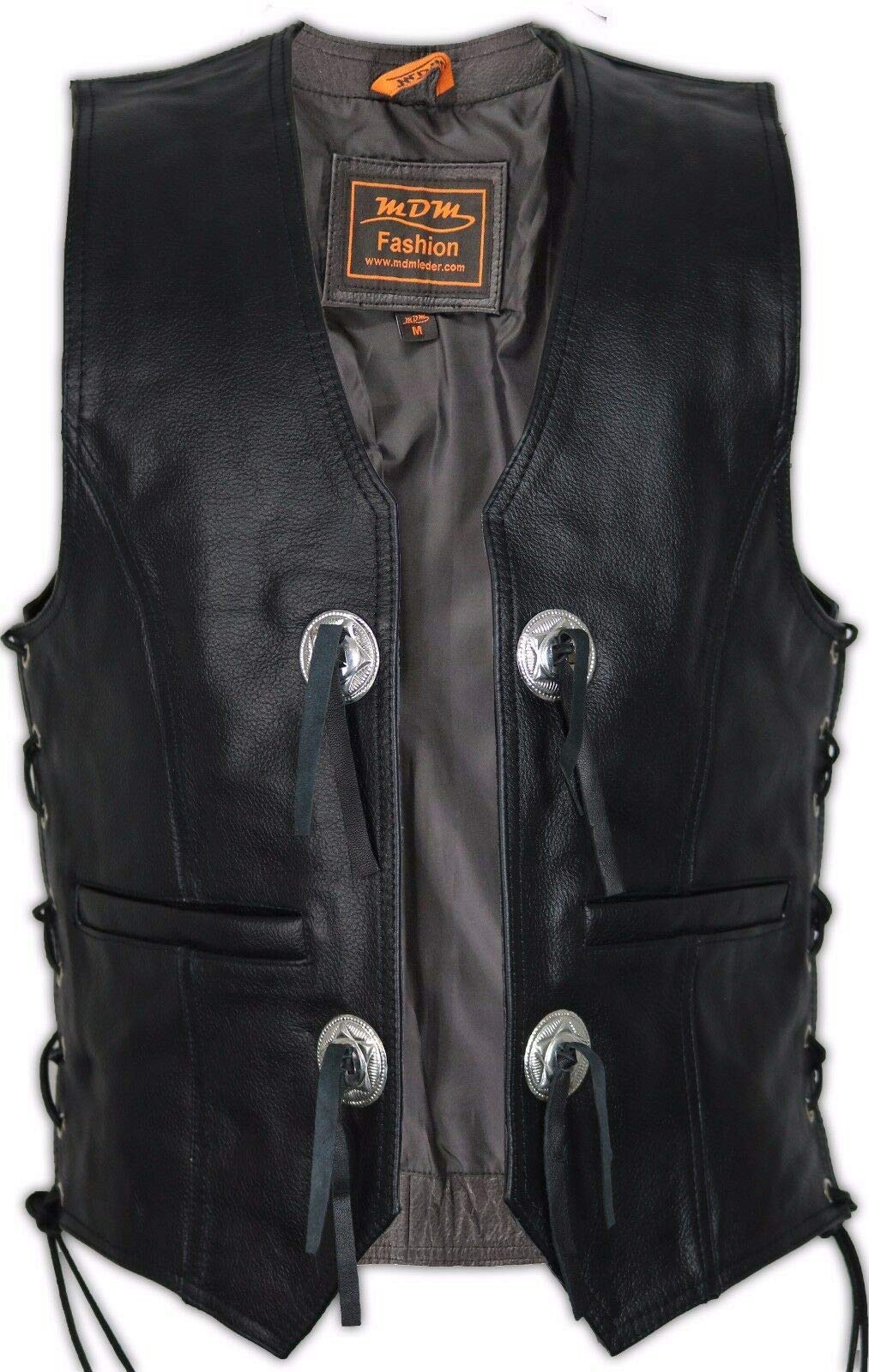 MDM Conchos Lederweste in schwarz aus echtem Leder
