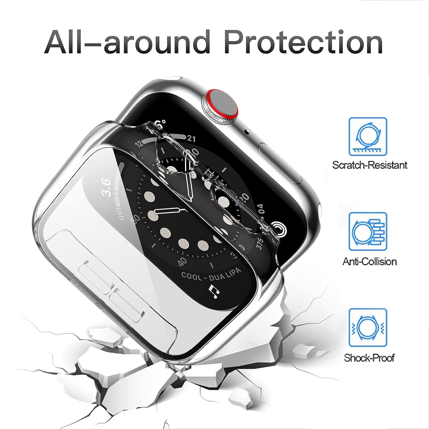 20 Pack Case Compatible for Apple Watch 40mm SE 2022 Series 6/5/4/SE(2019) Tempered Glass Screen Protector, Haojavo Full Hard PC Scratch Resistant Bumper Protective Cover for iWatch Accessories