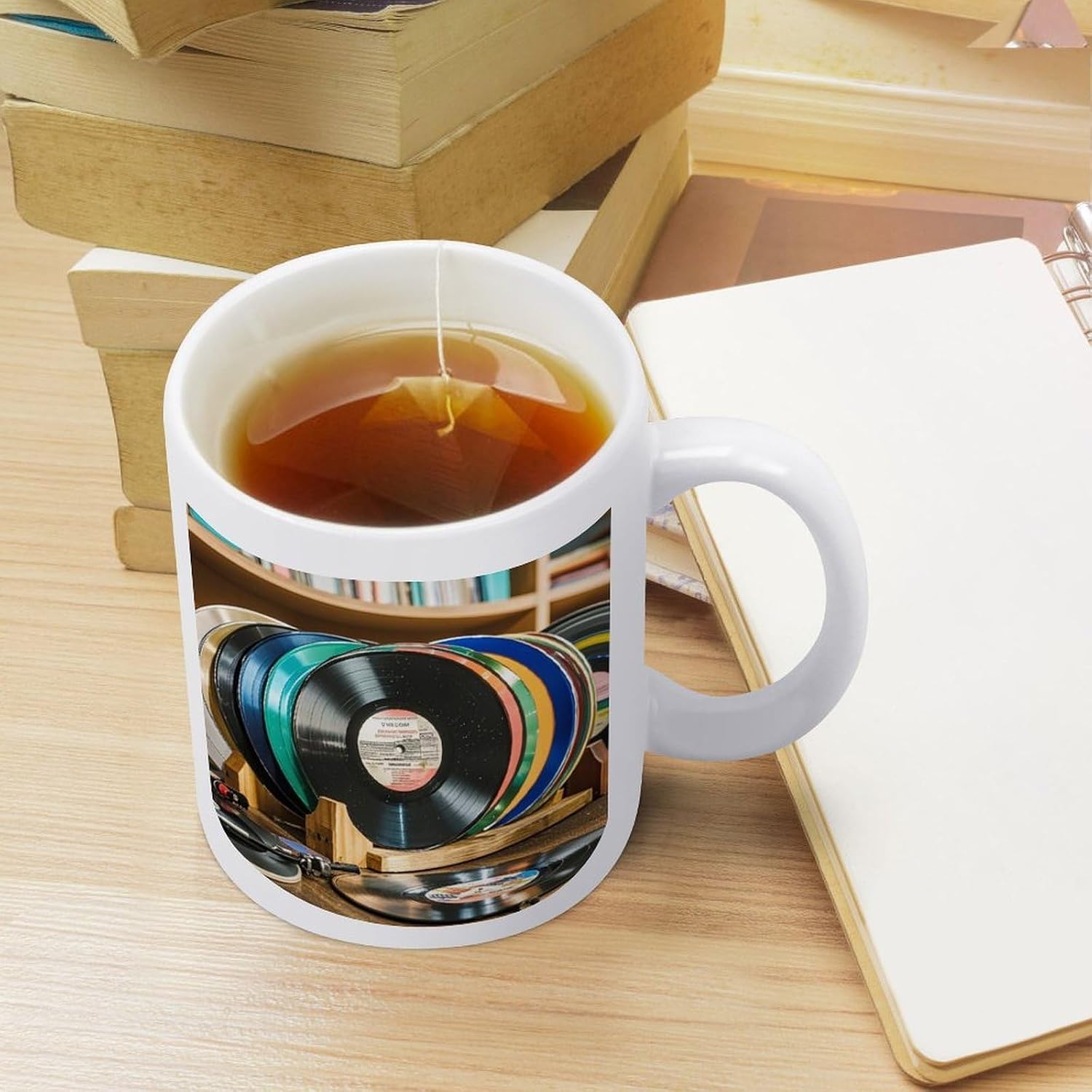 Vinyl Records Mug Ceramic Coffee Mug Porcelain Tea Cups with Handle Sublimation Mugs Novelty Coffee Cup Big Capacity Personalized Mugs 11oz White for Gift image 5