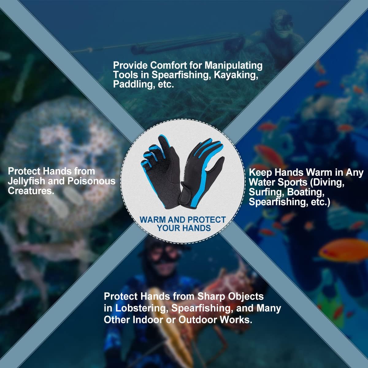 XUKER Neoprene Glove,Wetsuit Gloves 1.5mm & 2mm for Scuba Diving Snorkeling Paddling Surfing Kayaking Canoeing Spearfishing Skiing and Other Water Sports : Sports & Outdoors