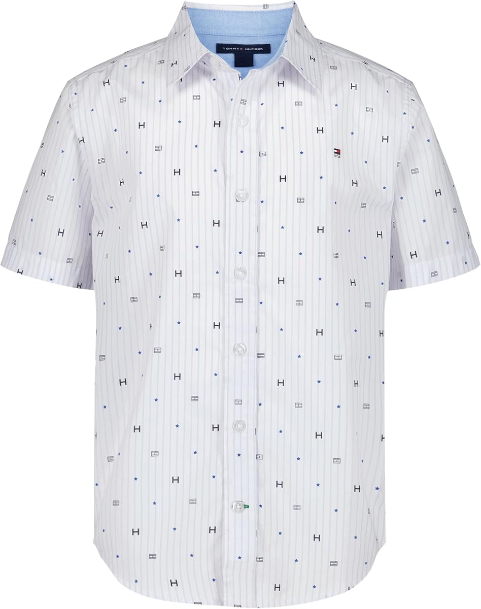 Tommy Hilfiger Boys' Short Sleeve Woven Button-Down Shirt