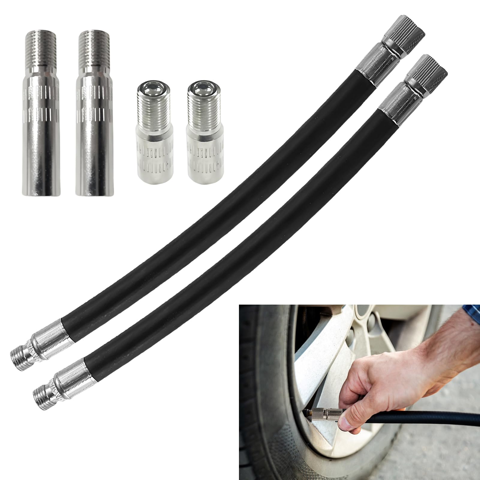 6 sztuk nadmuchiwanych przedłużek zaworów, 2 sztuki 16 cm z 4 przedłużkami zaworów, uniwersalne do rowerów, motocykli, skuterów elektrycznych M365 Pro Pro2 1S, elastyczne gumowe przedłużenie zaworu do