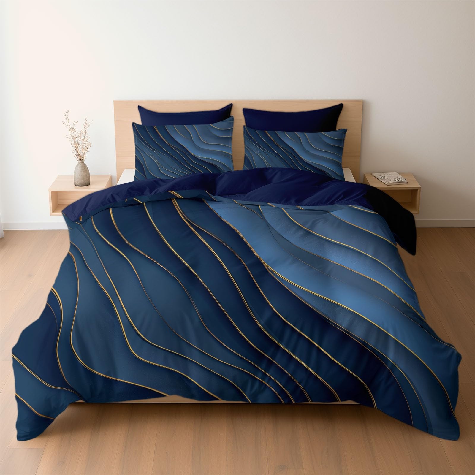 Housse de couette réversible anti-allergique en microfibre douce