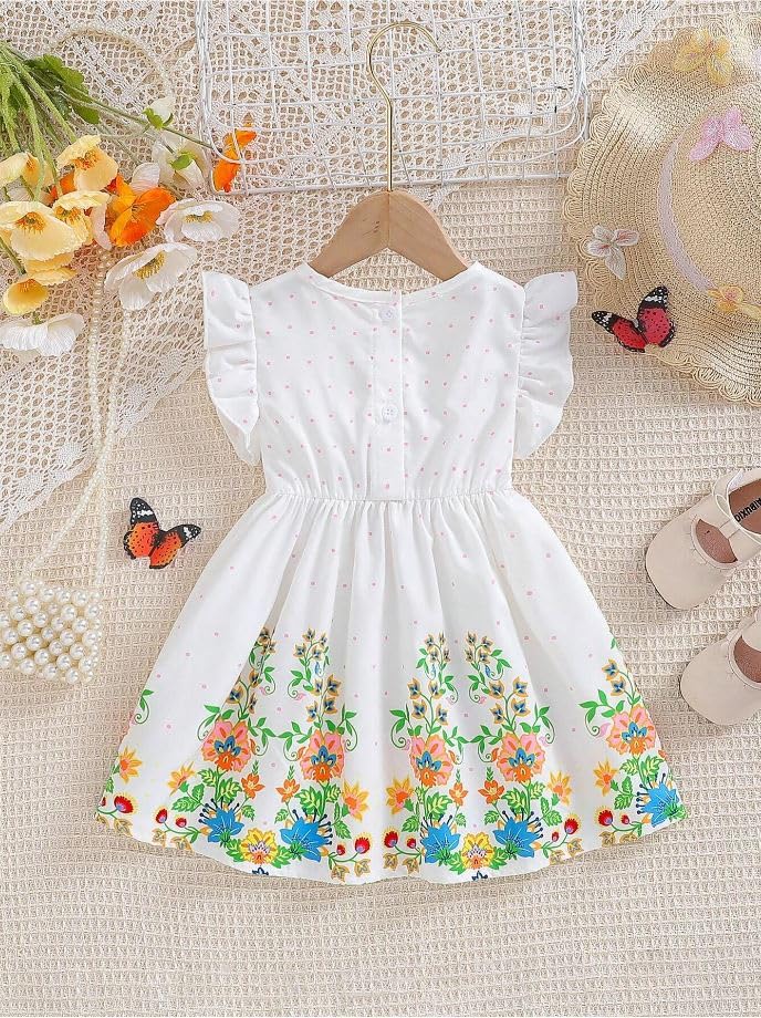 Image of SHRIMATE Apparels Summer Dress for Baby Girl /Frocks for Baby Girl /Baby Frocks Girl Poly Rayon /Casual Dress Short Flutter Sleeve