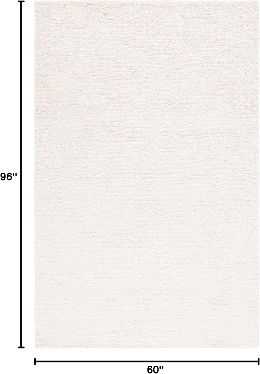 Ivory Hand-Tufted Wool Shag Area Rug, 5' x 8'