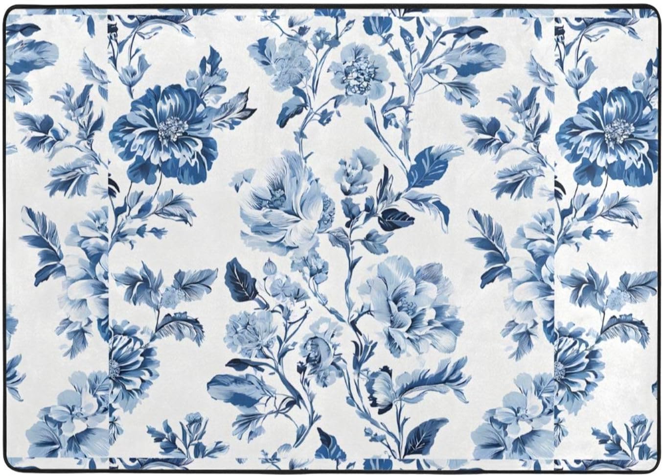 Flannel Non-Slip (Flower Herbs and Herbaceous Plants) Rug Pad 80×50in Soft Washable Protective for Hardwood Floors Bedroom Bathroom Living Room