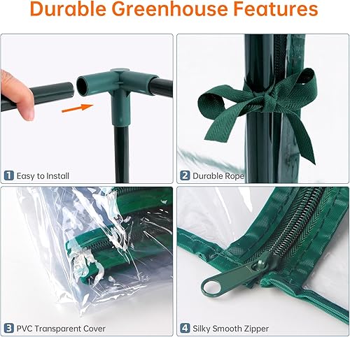 Miniatura 8 de Bstrip Invernadero interior con luces de cultivo, mini invernadero interior con puerta de entrada enrollable con cremallera y cubierta de PVC, luz