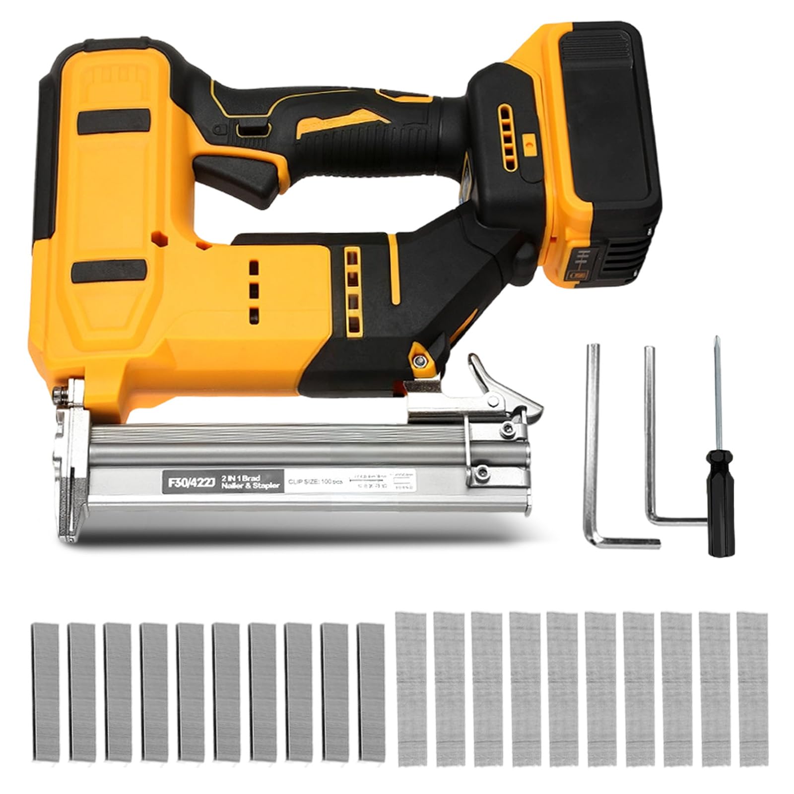 Pistola De Clavos Inalámbrica Para Batería Dewalt, Grapadora Clavadora 2 En 1, Grapadora Eléctrica De 18 GA Con 2000 Clavos/Grapas, Pistola De Grapas De Clavos 2 Modos Para Carpintería