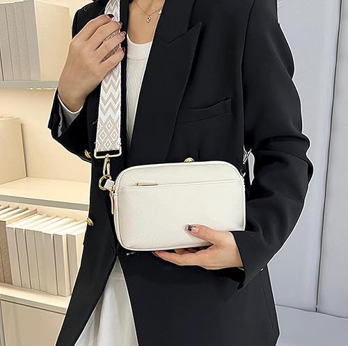 Miniatura 2 de Bolsos cruzados con triple cremallera para mujer, de piel vegana, bolsos de hombro pequeños con correa ancha