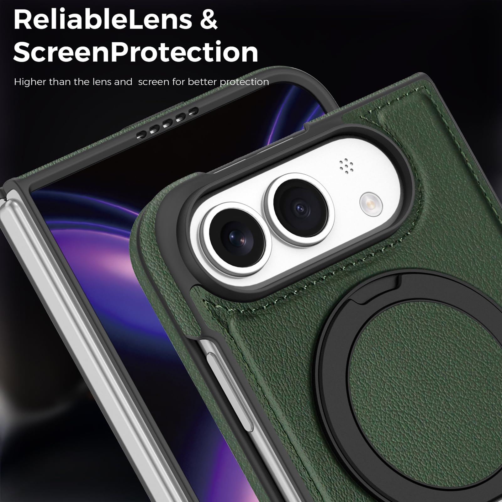 Skórzane etui do iPhone Duo, regulowane etui z pierścieniem obrotowym w
