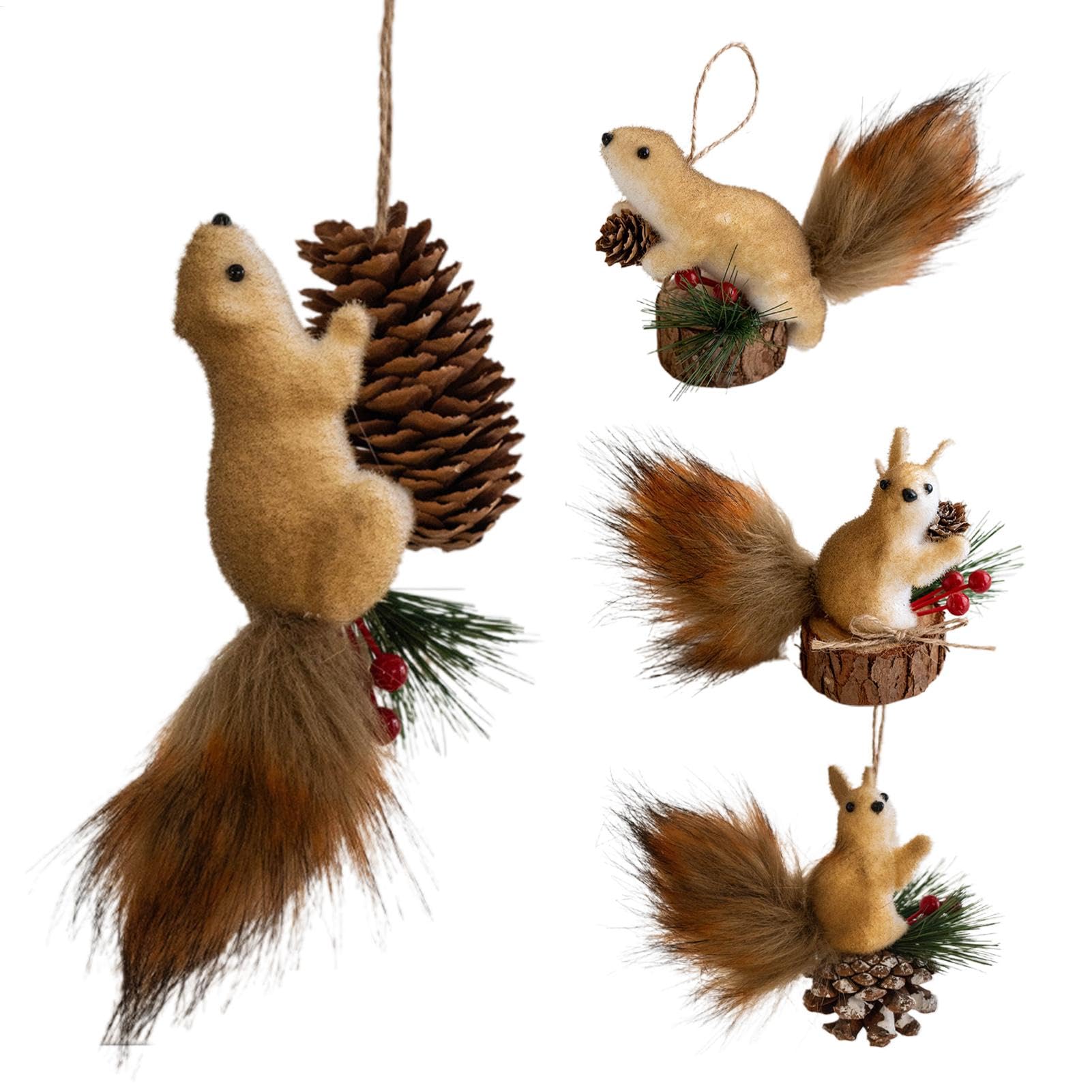 Adorno de Ardilla, Adornos de Ardilla para Árbol de Navidad, Adorno Navideño 2024 Colgantes de Animales 2D, Figura Colgante de Ardilla Colgante Simulación Ardilla Decoración Navideña