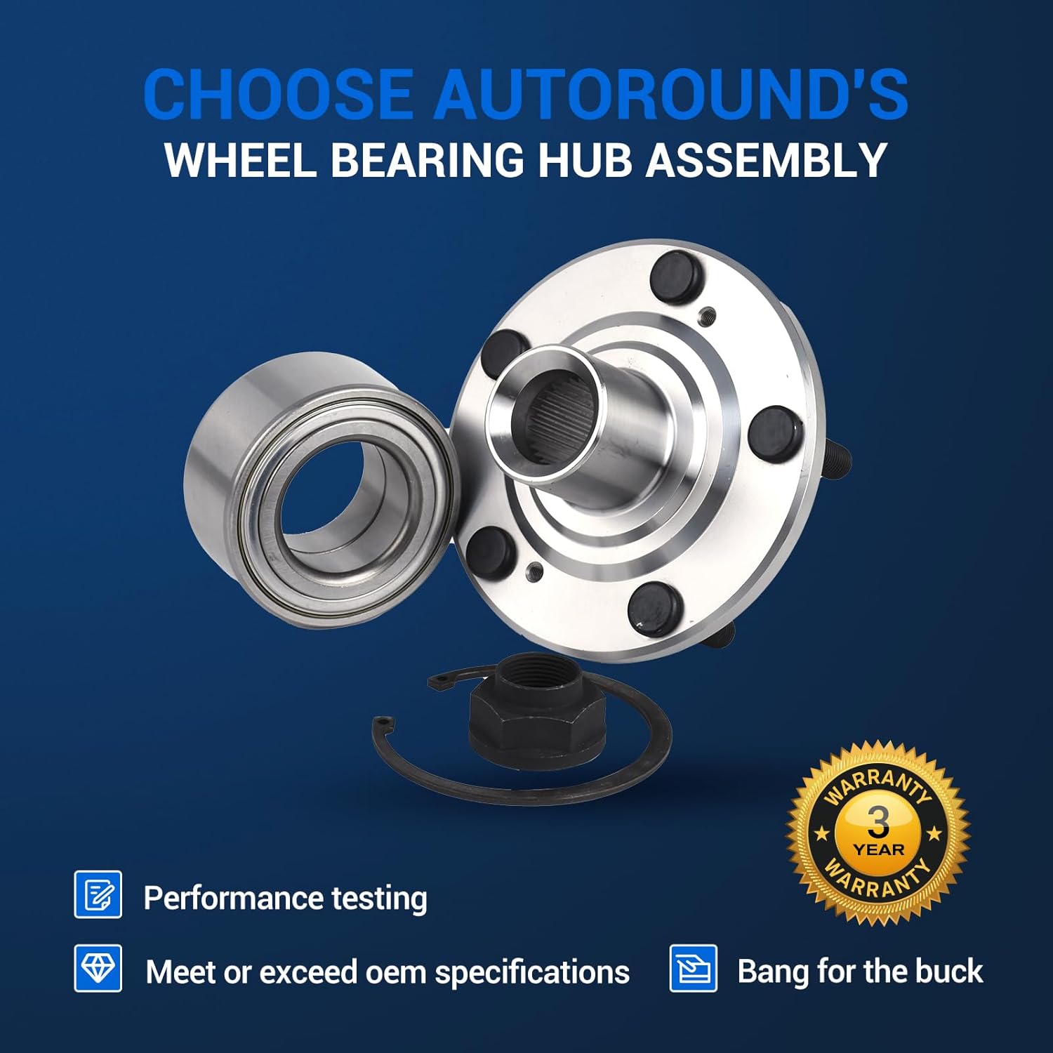 Autoround Pair BR930580K Front Wheel Bearing and Hub Assembly Compatible with Honda CR-V 2002-2006, Element 2003-2011 - Image 5