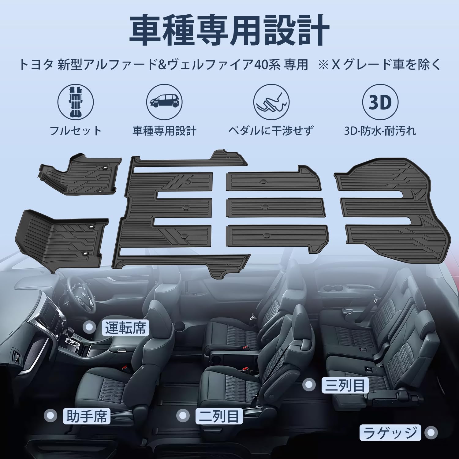 Amazon | トヨタ 新型 アルファード・ヴェルファイア40系 フロアマット