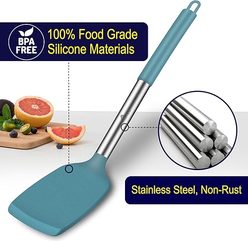 Miniatura 3 de HOTEC Espátula de silicona resistente al calor, juego de espátulas de cocina, utensilios de cocina para utensilios de cocina antiadherentes, sin