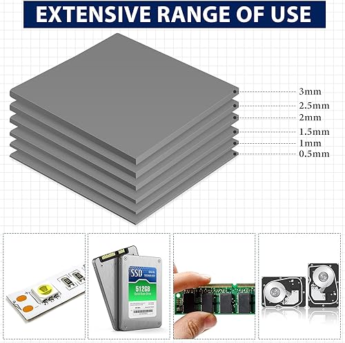 Vista 12 de Frienda 6 almohadillas térmicas de 3.937 x 3.937 in, 0.020 in, 0.039 in, 0.059 in, 0.079 in, 0.098 in, 0.118 in, 0.118 in, almohadillas térmicas