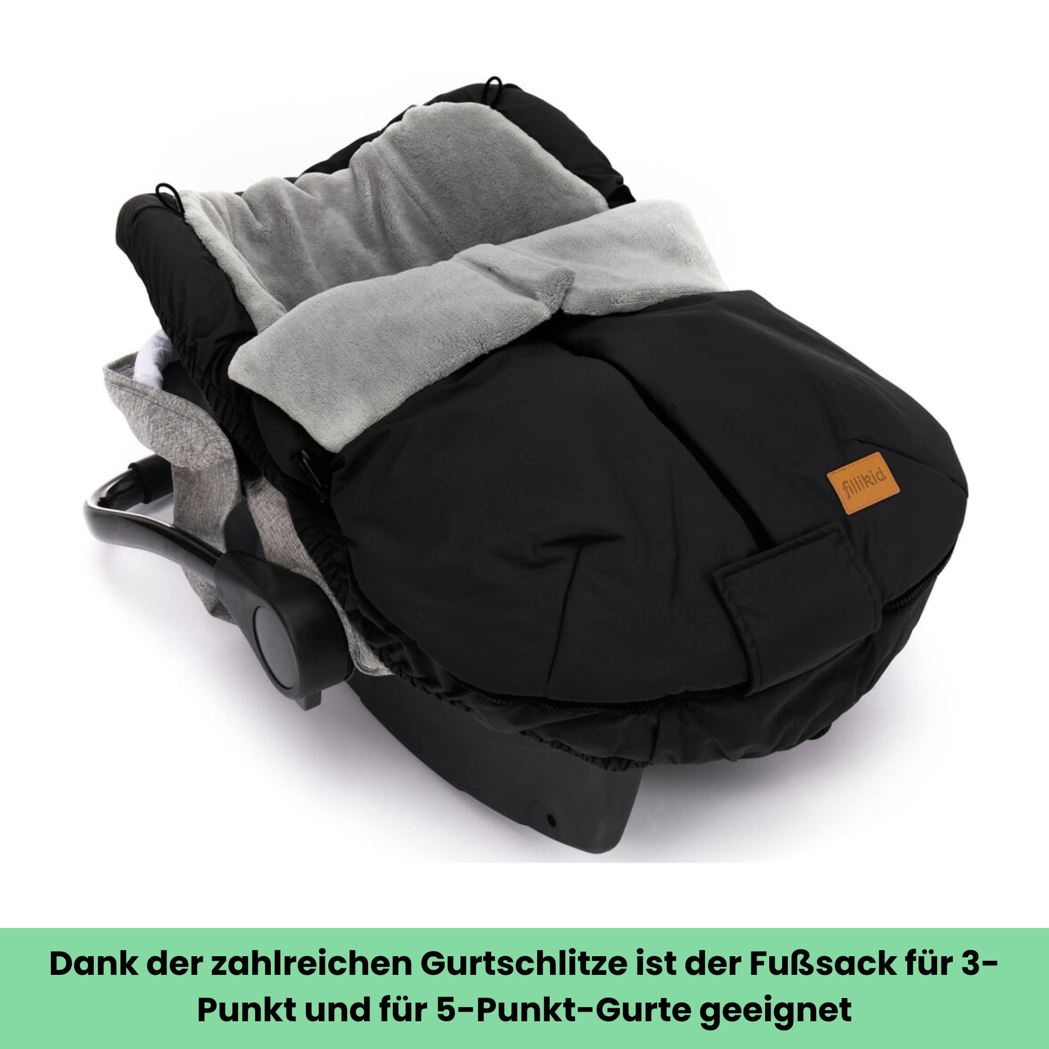 Fillikid Baby Winterfußsack Sella Exklusiv | leichter Fußsack winddicht & wasserabweisend, waschbar | für Autositze, Babyschale, Babywanne | warmer Universal-Fußsack ab Geburt