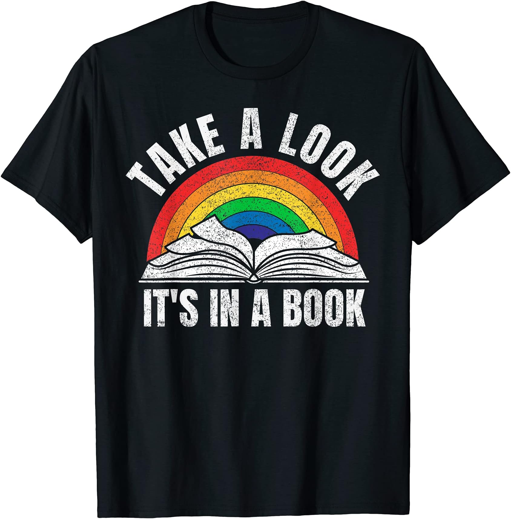 rainbow vintage take a look it's in a book readingvintage retro rainbow take a look it's in a book reading art T-ShirtOEKO-TEX STANDARD 100