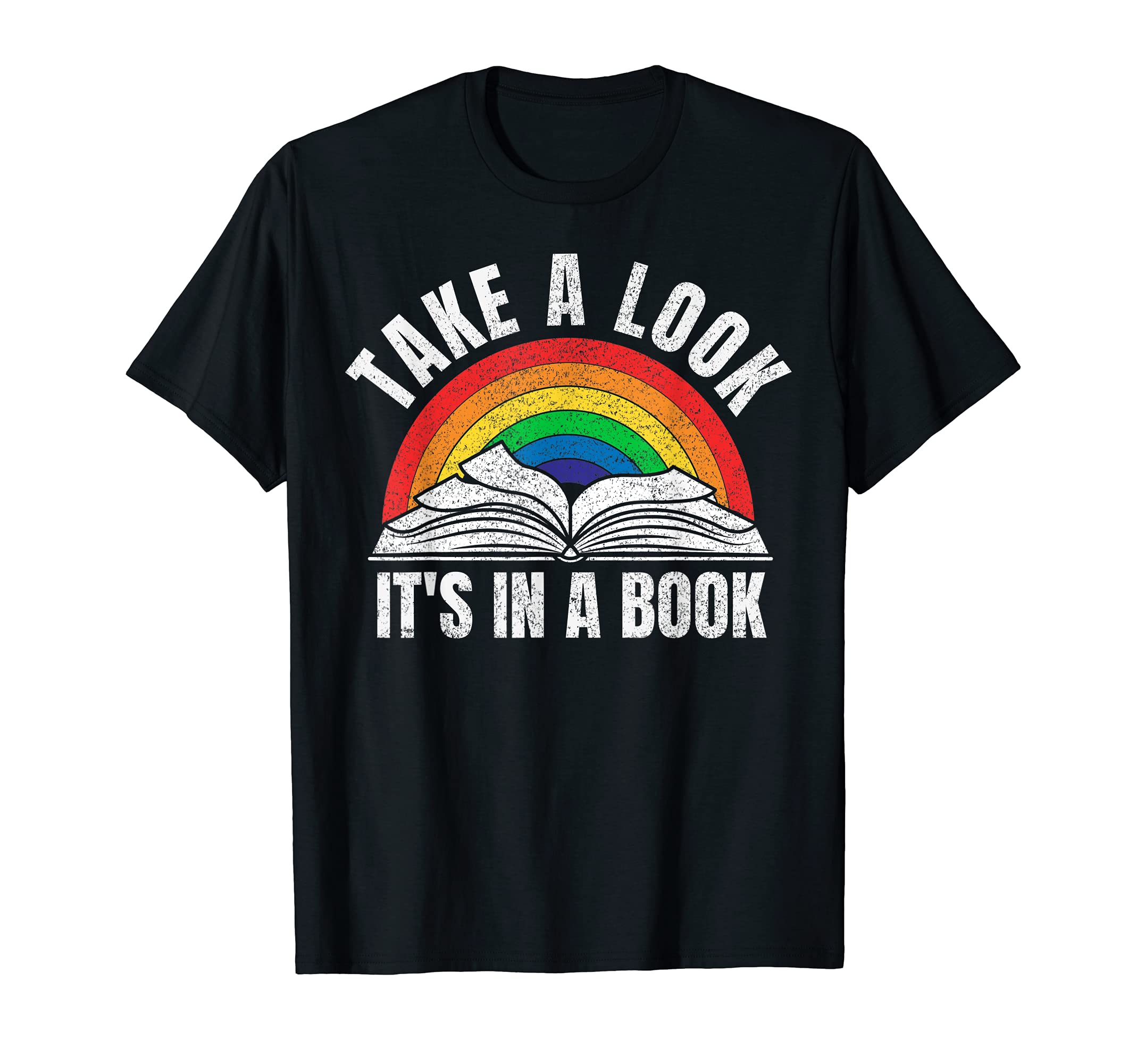 rainbow vintage take a look it's in a book readingvintage retro rainbow take a look it's in a book reading art T-ShirtOEKO-TEX STANDARD 100